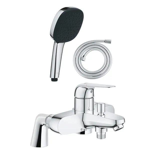 Pack mitigeur bain douche mécanique Swift + douchette carré 2 jets + flexible GROHE Usine Directe