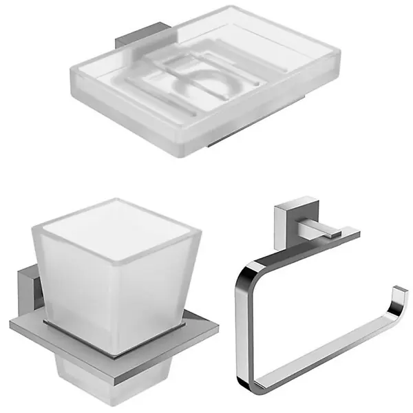 Lot Porte savon Moderne, Porte gobelet Moderne avec verre et Anneau porte-serviettes Moderne JACOB DELAFON Expédié Aujourd'hui