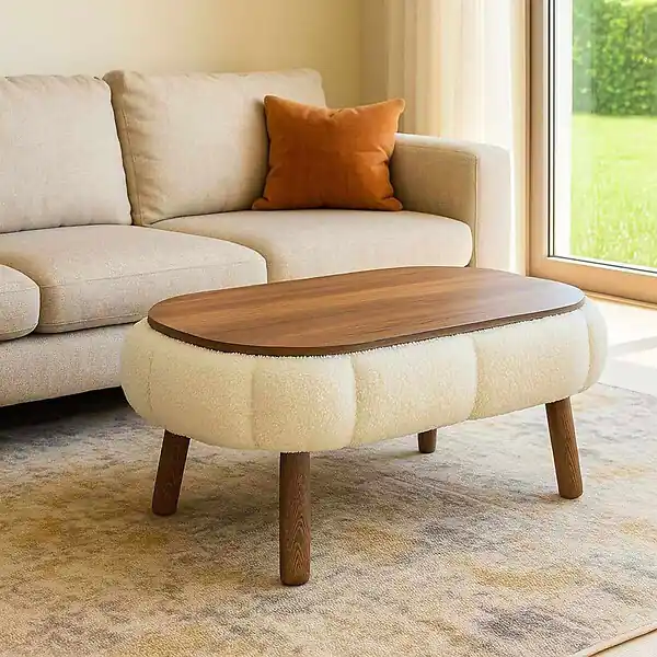 Table basse en bois "Papatya" - 98 x 68 x 45 cm - Blanc HABITAT ET JARDIN Bon Marché