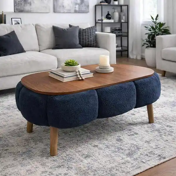 Certifié Table basse en bois "Papatya" - 98 x 68 x 45 cm - Gris anthracite HABITAT ET JARDIN