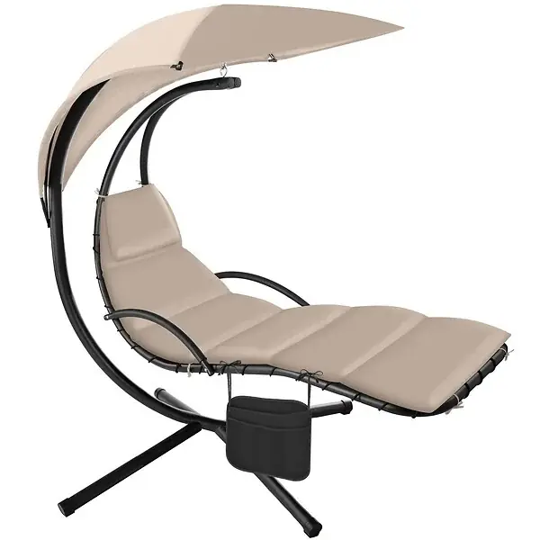 Fauteuil suspendu Elaria avec pare-soleil et poche latérale beige TECTAKE Dernière Chance