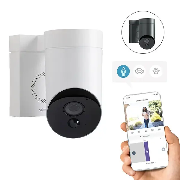 Caméra de surveillance extérieure intelligente - Blanche - Full HD 1080p SOMFY Prix Cassé