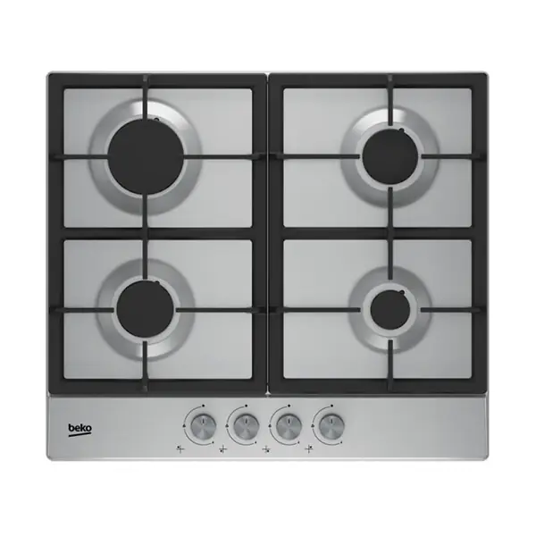 Beko Plaque de cuisson à gaz en acier inoxydable, 58x51x4,6 cm, 4 zones (HIAG64225SX) Super Prix