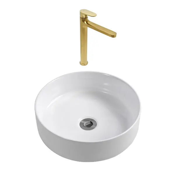 Vente Directe DARK mitigeur lavabo XL, or brossé + Ceramia PixL 36x12,5 cm vasque à poser, sans trop-plein, blanc brillant (SAT285PBZCEPX3636)
