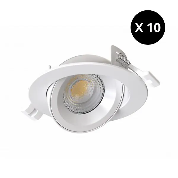 Nouvel Arrivage Pack de 10 Spots extra plats STELLA SD Blanc. orientable. CTT face arrière - SOLUM - S0350590D