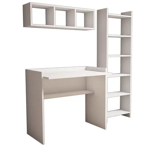 Bureau d‘étude avec bibliothèque et étagère murale en bois "Matilda" - 90 x 58 x 80 cm - Blanc HABITAT ET JARDIN Acheter En Ligne