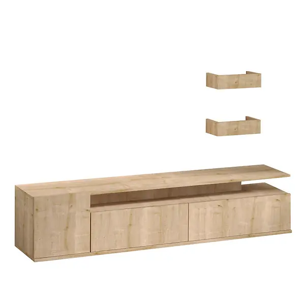 Offre Spéciale Meuble TV en bois "Alika" - 180 x 35 x 45 cm - Chêne HABITAT ET JARDIN