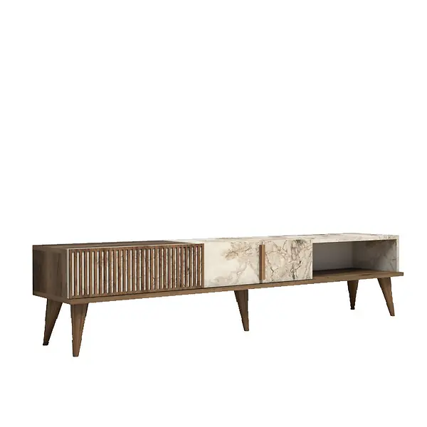 Meuble TV en bois "Milan" - 180 x 35 x 40 cm - NoyerBlanc HABITAT ET JARDIN Quantité Limitée