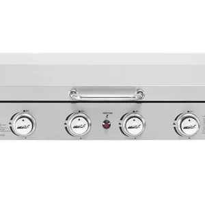 Offre Spéciale Plancha à gaz en inox avec 4 bruleurs et couvercle "Fasto" - 10 kw - Gris HABITAT ET JARDIN