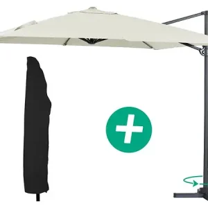 Parasol jardin déporté Alu "Sun 3" - Carré - 3 x 3 m - Ecru + housse de protection HABITAT ET JARDIN Vente Directe