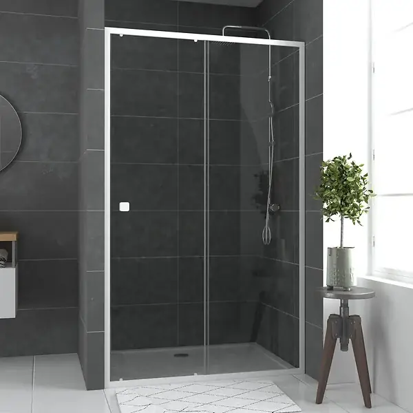Quantité Limitée Porte de douche coulissante blanc 120x185cm - extensible - WHITY slide 120 AURLANE