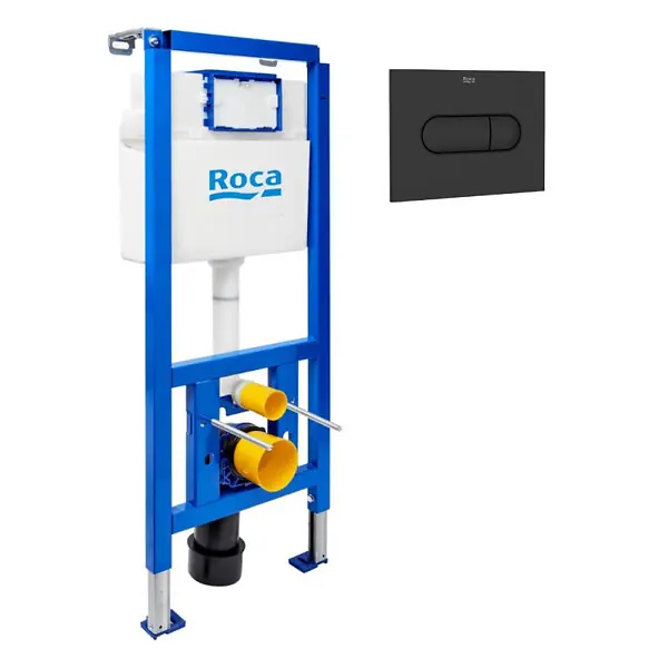 Bâti-support WC suspendu, installation sur cloison légère, hauteur 112 cm, chasse 2/4-6 L + plaque noir mat (ROB01-FR) ROCA Authentique