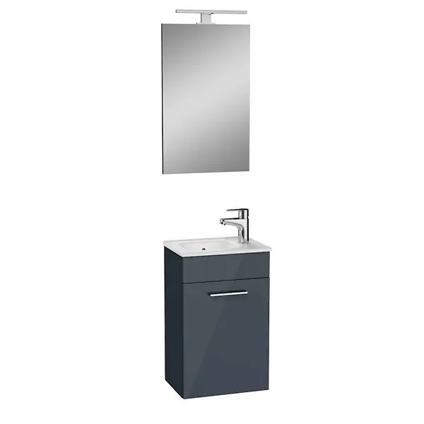 Mia ensemble meuble 39x61x28 cm avec miroir, lavabo et éclairage LED, Anthracite brillant (MIASET40A) VITRA Jusqu'à Épuisement Des Stocks