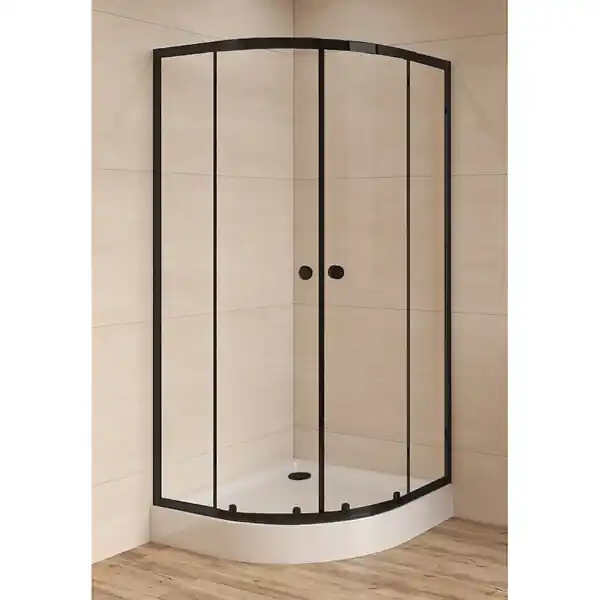 Swiss Aqua Technologies SAT PROJECT Douche quart de cercle 90x90cm coulissante avec profilé noir mat (SATPROMUS90CT) Acheter En Ligne