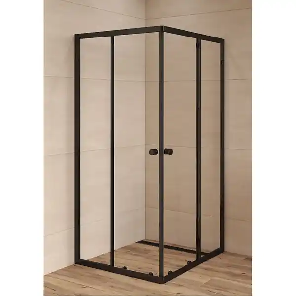 Acheter En Ligne Swiss Aqua Technologies SAT PROJECT Douche 80x80cm coulissante avec profilé noir mat (SATPROMUQ80CT)