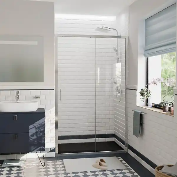 Dernière Chance Ceramia PURA Porte de douche 120x195cm coulissante anticalcaire avec profilés Chrome brillant (CERAHP120C)