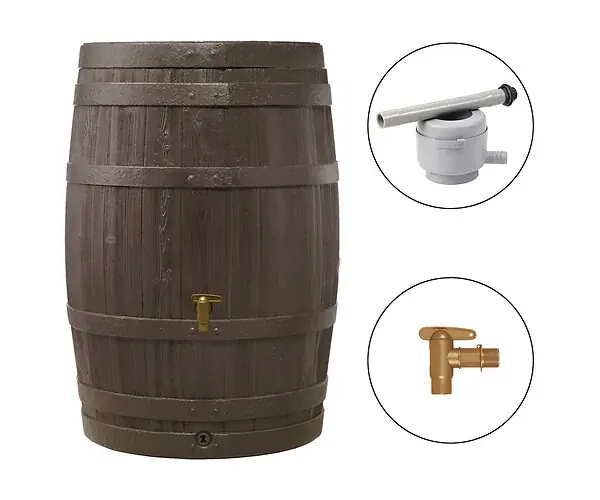 Promotion Saisonnière Tonneau de pluie Vino - Brun - 250 L - H.93xDiam.65cm GARANTIA