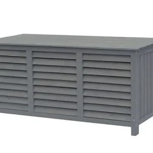 Paiement Sécurisé Coffre de jardin en bois "Macao" - 130 x 64 x 60 cm - Anthracite HABITAT ET JARDIN