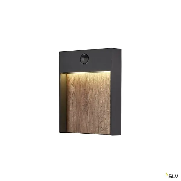 Applique extérieure SLV FLATT SENSOR, anthracite/imoitation bois, LED, 16W, détecteur de mouvements Populaire