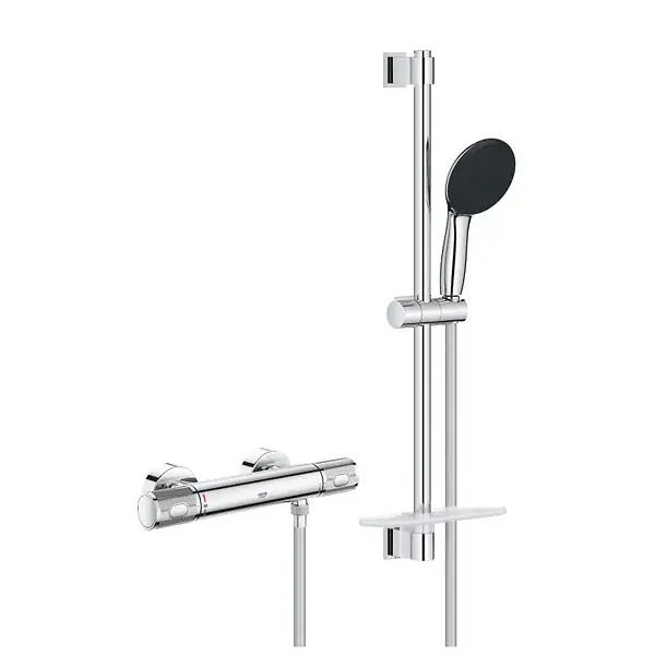 Produit De Marque Precision Feel Set de douche avec mitigeur thermostatique + Douchette 3 jets + Barre 60 cm, chrome (G34791001) GROHE