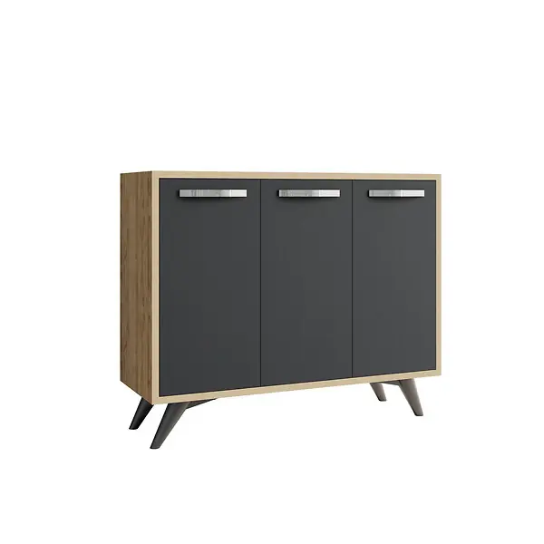Nouvel Arrivage Buffet en bois "Piffa" - 100 x 35 x 82 cm - Gris anthracite HABITAT ET JARDIN