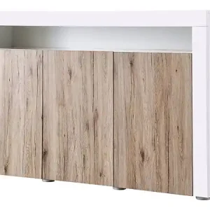 Offre Du Jour Buffet LED "Bogota" - 155 x 40 x 92 cm - Chêne / Blanc laqué HABITAT ET JARDIN