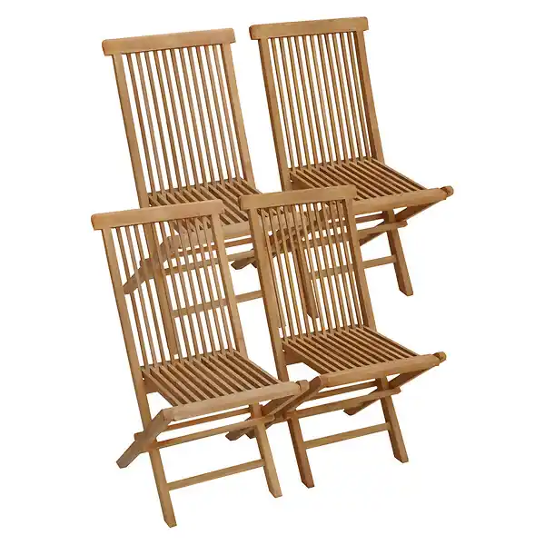 Promotion Lot de 4 chaises de jardin en teck LOMBOK HAPPY GARDEN