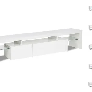 Meuble TV LED laqué "Tina" - 187.5 x 34 x 38 cm - Blanc HABITAT ET JARDIN Produit De Marque