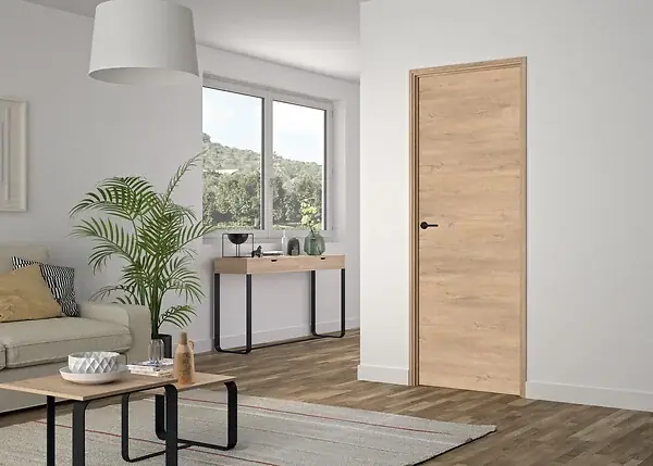 Bloc porte intérieur RIO - Chêne clair - H.204xL.83xP.4cm OPTIMUM Jusqu'à Épuisement Des Stocks