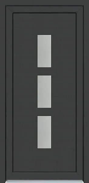 Porte d‘entrée PVC KF 43 - Anthracite veiné - H.2180xL.960mm QUADROFORM Offre Spéciale