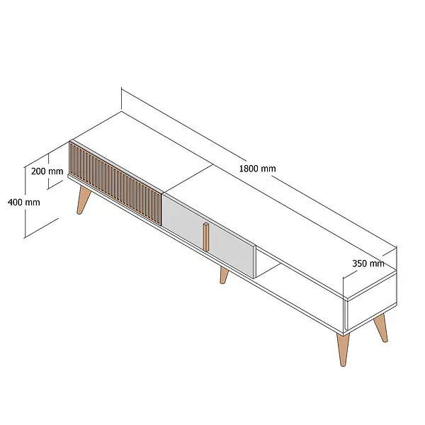 Meuble TV en bois "Milan" - 180 x 35 x 40 cm - Noyer, Blanc HABITAT ET JARDIN Quantité Limitée