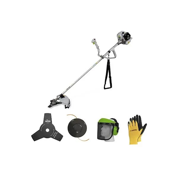 Débroussailleuse thermique 43Cm3 + Casque de sécurité anti-bruit + Gants de protection VITO Solde
