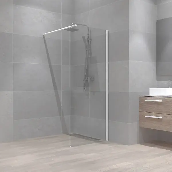 Paroi de douche - Profilé - Blanc - Mat - 90x190cm KINDFORD Super Prix