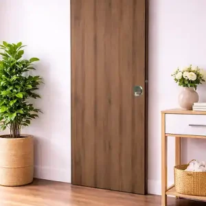 Dernier Modèle Porte Coulissante Décor Noyer Light Walnut H204 x L73 cm, coquilles, tire doigt GD MENUISERIES