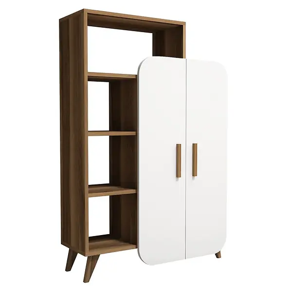 Meilleur Choix Bibliothèque en bois "Form" 90 x 32 x 132 cm - Noyer HABITAT ET JARDIN