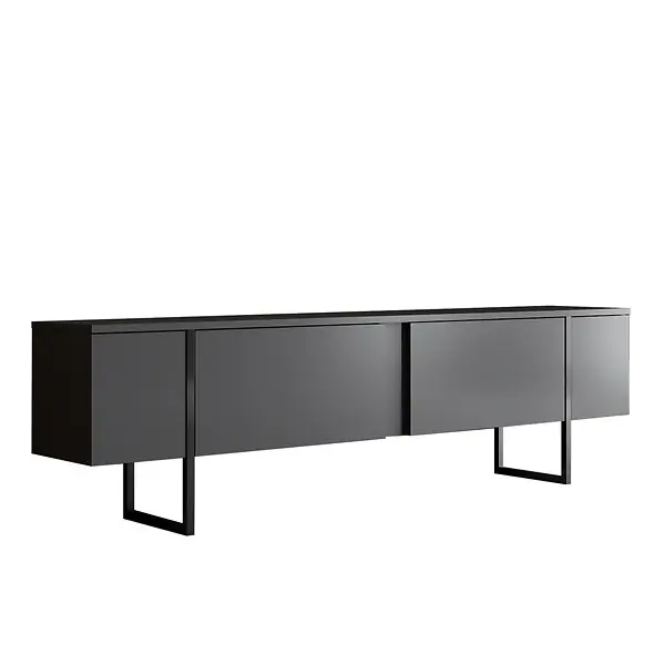 Meuble TV en bois "Luxe" - 180 x 30 x 50 cm - Noir HABITAT ET JARDIN Promotion