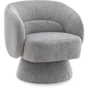 Fauteuil pivotant en tissu bouclette "Franklin" - 74 x 75 x 75 cm - Gris HABITAT ET JARDIN Nouvelle Collection