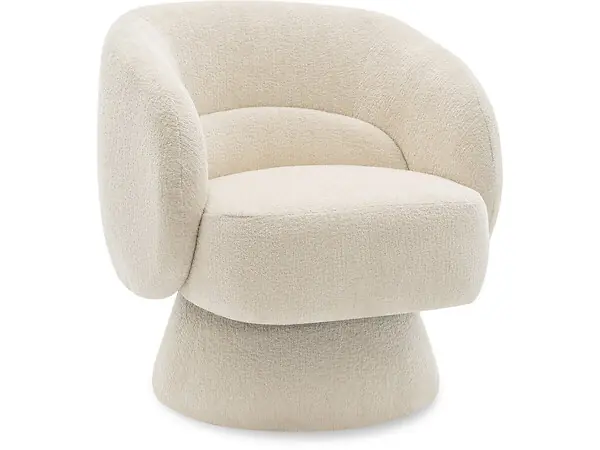 Fauteuil pivotant en tissu bouclette "Franklin" - 74 x 75 x 75 cm - Beige HABITAT ET JARDIN Expédition Rapide