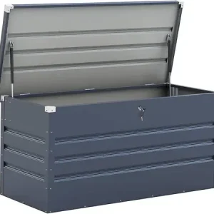 Achat Immédiat Coffre de jardin métal "Store" - 680 L - 165 x 69 x 60 cm - Gris HABITAT ET JARDIN