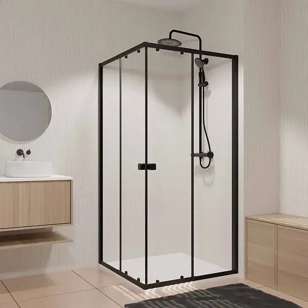 Authentique Ensemble portes de douche coulissantes extensibles Noir 80/90x185cm - BLACK SLIDE 80-90 AURLANE