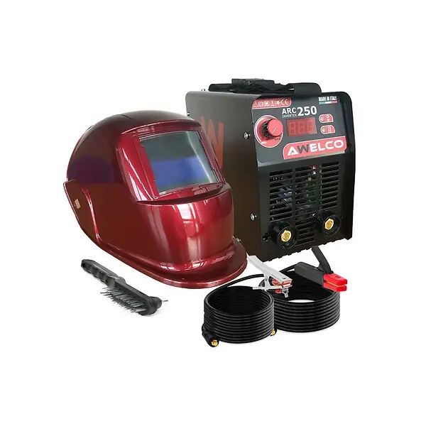 Poste à souder inverter MMA ARC 250 + Cagoule de soudage LCD Red 13 Soudage 15-200A AWELCO Prix Promo