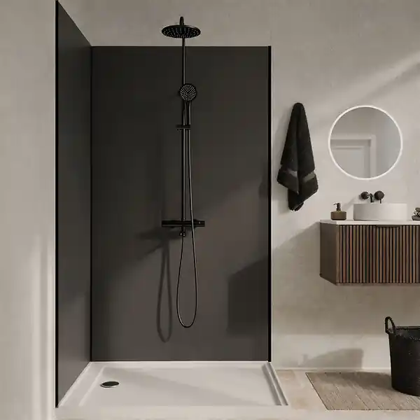 Nouvel Arrivage Pack 2 Panneaux Muraux en Aluminium Gris 90+120x210 cm + Profilés Noir - WALL‘IT AURLANE