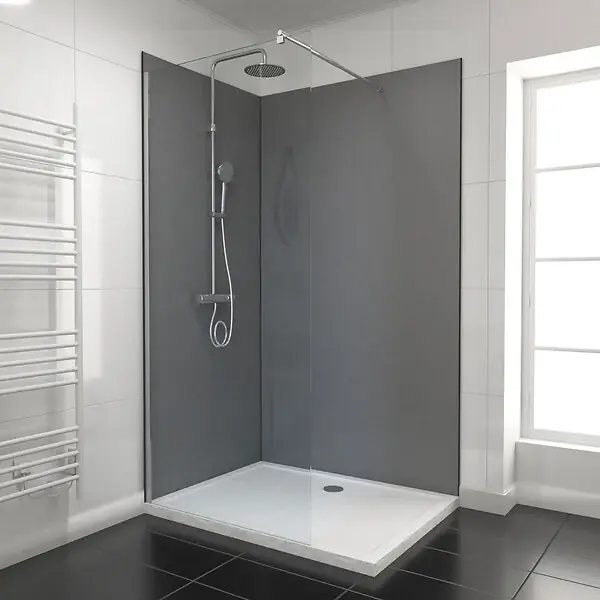LOT de 2 Panneaux Muraux Aluminium GRIS 90+120x210 cm avec Profilés NOIR MAT - WALL‘IT AURLANE Vente Directe
