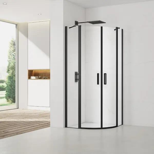 Swiss Aqua Technologies Set Porte de douche 90x195 cm transparente noir + 2x Poignée pour porte de douche, Noir (SATFUSP90CT-SET) Réduction