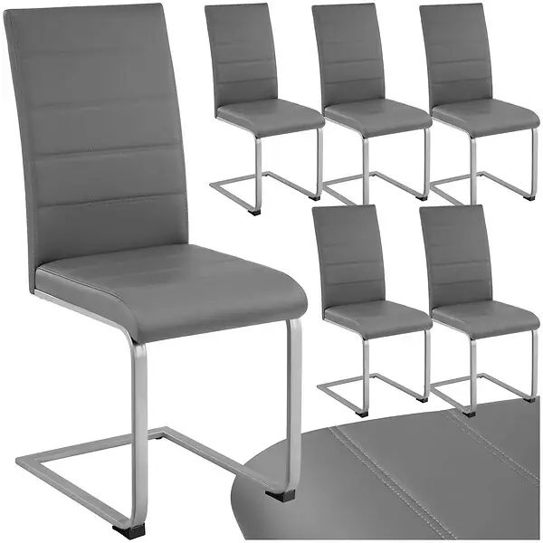 Ensemble 6 chaises style scandinave rembourrées cuir synthétique gris TECTAKE Retour Gratuit