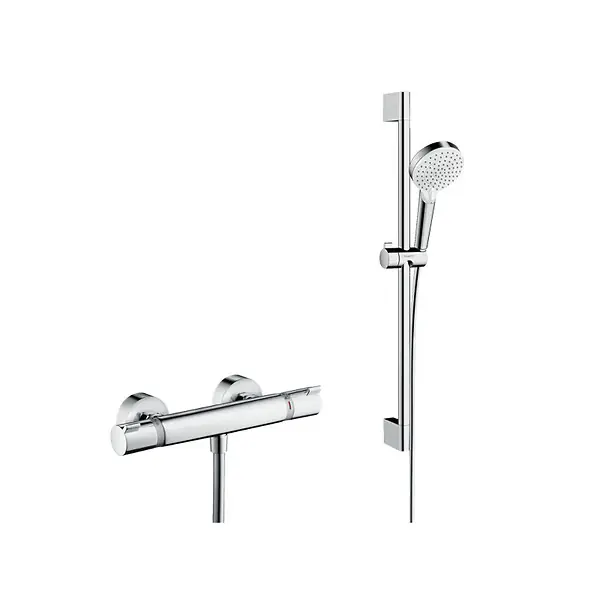 Offre Du Jour Hansgrohe Ecostat Comfort Pack Mitigeur thermostatique douche + Set de douche Crometta Vario avec douchette 2 jets