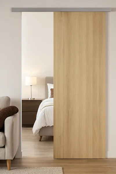 Expédié Aujourd'hui Porte Coulissante Décor Chêne Naturel Honey Oak H204 x L83 cm, Rail Alu GD MENUISERIES
