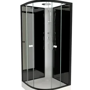 Cabine de douche 1/4 cercle Nébula - Noir - 85x85x225cm AURLANE Prix Promo