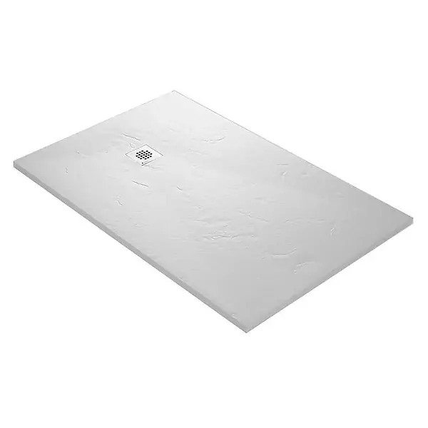 Paiement Sécurisé Receveur résine U-Tile blanc imitation ardoise - grille carrée excentrée MARMOX