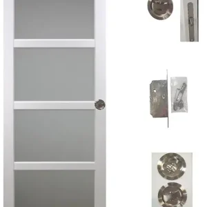 Quantité Limitée Porte Coulissante Tana blanc Vitrée H204 x L63 cm, serrure condamnation GD MENUISERIES
